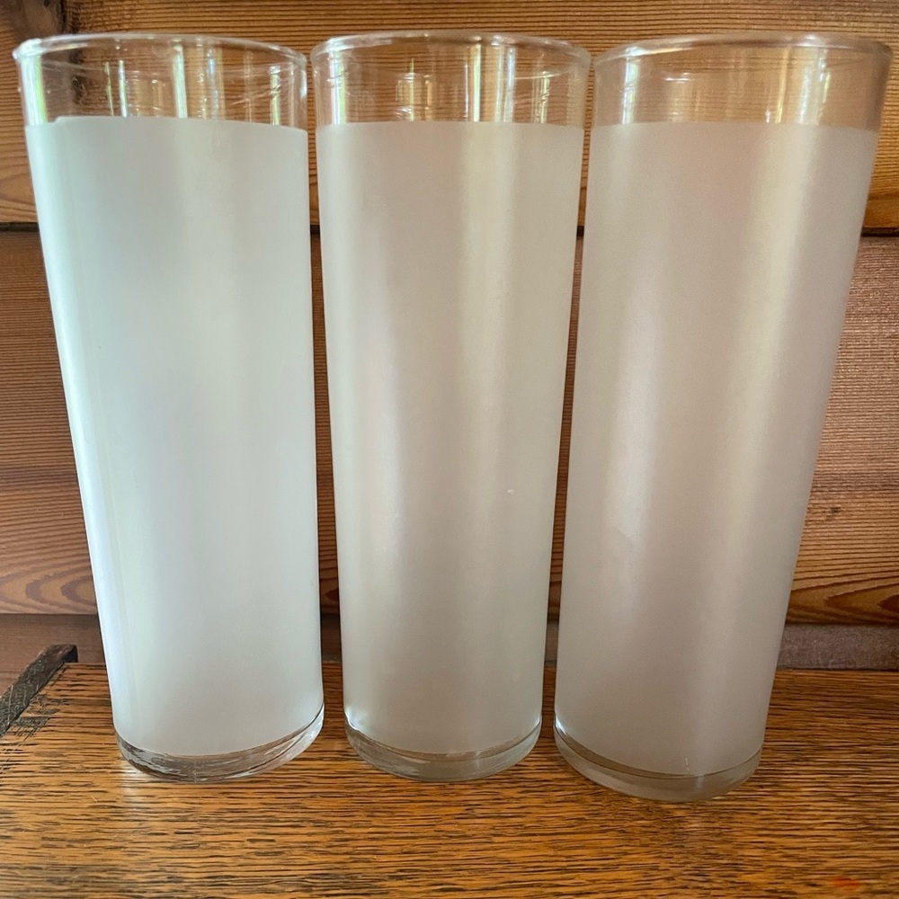 Set of 3 MCM Federal Frosted Tom Collins Glasses